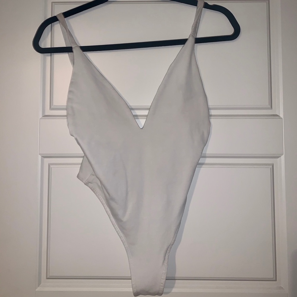 White low cut body suit